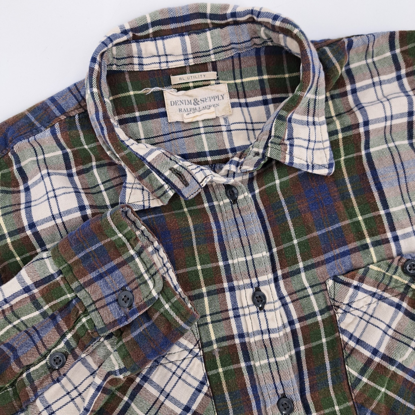 Denim & Supply Ralph Lauren Womens Xl Plaid Flannel Shirt Cotton Utility